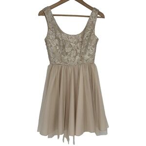 Aidan by Aidan Maddox Womens Sequined Mini Dress 0 Ivory Ethereal Fairy Feminine